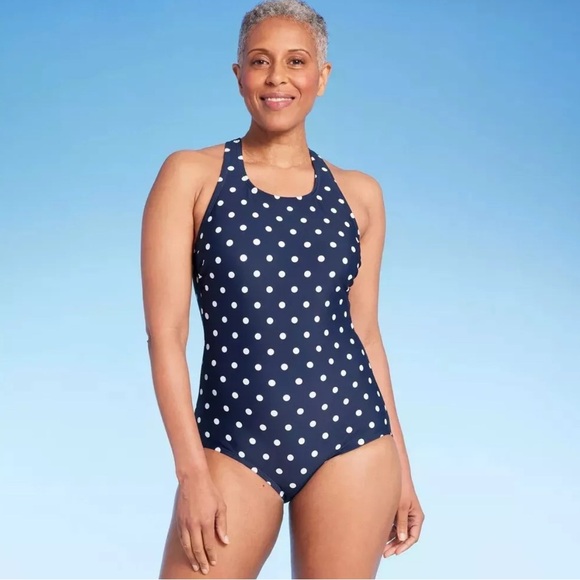 Lands’ End Polka Dot One-Piece Swimsuit Sz M(10-12) nwt, 017 - Picture 1 of 7